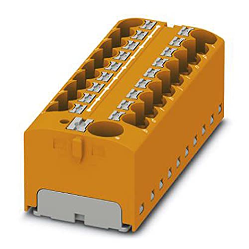 PHOENIX CONTACT PTFIX 10/18X4 OG Verteilerblock, 450 V, 32 A, Anzahl der Anschlüsse 19, Querschnitt 0,2 mm² - 6 mm², AWG 24 - 10, Breite 64,8 mm, Höhe 21,7 mm, Orange, 8 Stück von PHOENIX CONTACT