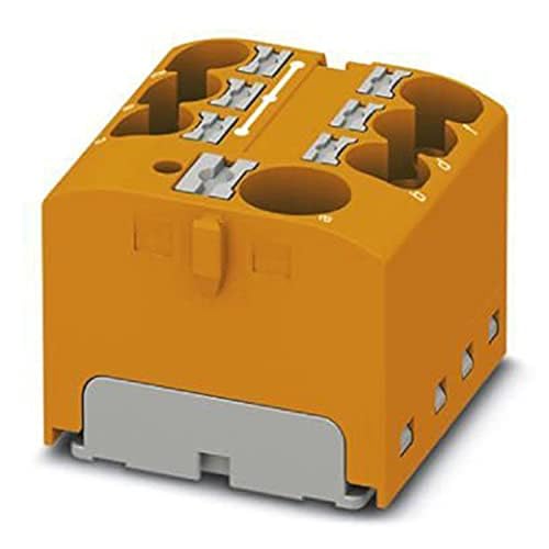 PHOENIX CONTACT PTFIX 10/6X4-G OG Verteilerblock, Intern Gebrückt, 450 V, 32 A, Anzahl der Anschlüsse 7, Querschnitt 0,2 mm²-6 mm², AWG 24-10, Breite 27,9 mm, Höhe 22,7 mm, Orange, 8 Stück von PHOENIX CONTACT