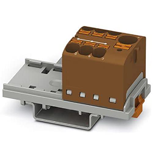 PHOENIX CONTACT PTFIX 10/6X4-NS35 BN Verteilerblock, 800 V, 63 A, Anzahl der Anschlüsse 7, Querschnitt 0,2 mm²-6 mm², AWG 24-10, Breite 28,6 mm, Braun, 8 Stück von PHOENIX CONTACT