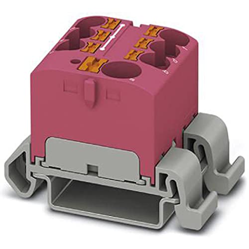 PHOENIX CONTACT PTFIX 10/6X4-NS35A PK Verteilerblock, 57 A, Anzahl der Anschlüsse 7, Querschnitt 0,5 mm²-10 mm², AWG 20-6, Breite 27,9 mm, Pink, 8 Stück von PHOENIX CONTACT