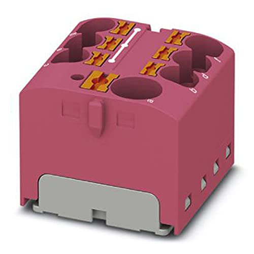 PHOENIX CONTACT PTFIX 10/6X4 PK Verteilerblock, 450 V, 32 A, Anzahl der Anschlüsse 7, Querschnitt 0,2 mm²-6 mm², AWG 24-10, Breite 27,9 mm, Höhe 21,7 mm, Pink, 8 Stück von PHOENIX CONTACT