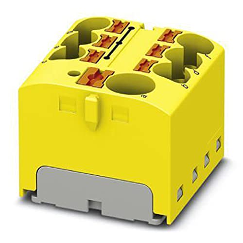 PHOENIX CONTACT PTFIX 10/6X4 YE Verteilerblock, 450 V, 32 A, Anzahl der Anschlüsse 7, Querschnitt 0,2 mm²-6 mm², AWG 24-10, Breite 27,9 mm, Höhe 21,7 mm, Gelb, 8 Stück von PHOENIX CONTACT