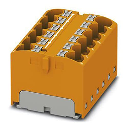 PHOENIX CONTACT PTFIX 12X4-G OG Verteilerblock, Intern Gebrückt, 450 V, 32 A, Anzahl der Anschlüsse 12, Querschnitt 0,2 mm²-6 mm², AWG 24-10, Breite 36,9 mm, Höhe 22,7 mm, Orange, 8 Stück von PHOENIX CONTACT