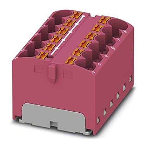 PHOENIX CONTACT PTFIX 12X4-G PK Verteilerblock, Intern Gebrückt, 450 V, 32 A, Anzahl der Anschlüsse 12, Querschnitt 0,2 mm²-6 mm², AWG 24-10, Breite 36,9 mm, Höhe 22,7 mm, Pink, 8 Stück von PHOENIX CONTACT