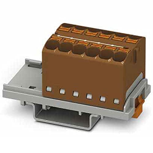 PHOENIX CONTACT PTFIX 12X4-NS35 BN Verteilerblock, Block mit senkrechter Ausrichtung, 800 V, 32 A, Anzahl der Anschlüsse 12, Querschnitt 0,2 mm²-6 mm², AWG 24-10, Breite 28,6 mm, Braun, 8 Stück von PHOENIX CONTACT