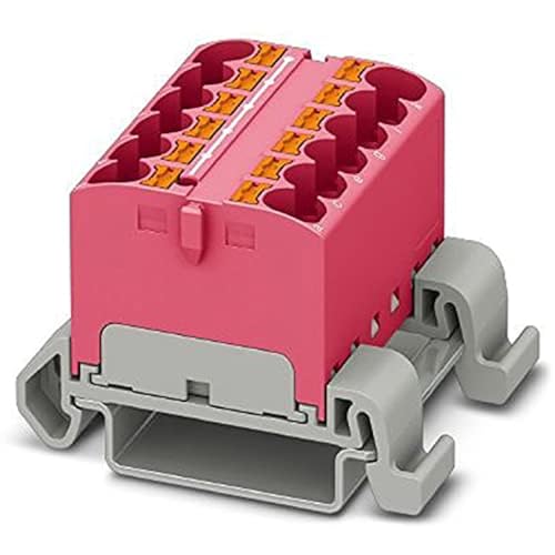 PHOENIX CONTACT PTFIX 12X4-NS35A PK Verteilerblock, Block mit waagerechter Ausrichtung, 800 V, 32 A, Anzahl der Anschlüsse 12, Querschnitt 0,2 mm²-6 mm², AWG 24-10, Breite 36,9 mm, Pink, 8 Stück von PHOENIX CONTACT