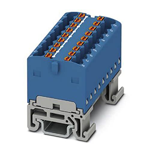 PHOENIX CONTACT PTFIX 18X1,5-NS15A BU Verteilerblock, Intern Gebrückt, 500 V, 17,5 A, Anzahl der Anschlüsse 18, Querschnitt 0,14 mm²-2,5 mm², AWG 26-14, Breite 37,4 mm, Blau, 20 Stück PHOENIX CONTACT PTFIX 18X1,5-NS15A BU Verteilerblock, Intern Gebrückt, 500 V, 17,5 A, Anzahl der Anschlüsse 18, Querschnitt 0,14 mm²-2,5 mm², AWG 26-14, Breite 37,4 mm, Blau, 20 Stück von PHOENIX CONTACT