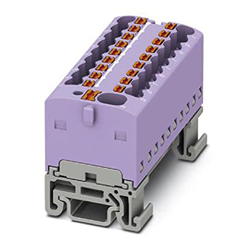 PHOENIX CONTACT PTFIX 4/18X1.5-NS15A VT Verteilerblock, 500V Nennspannung, 17.5A Nennstrom, Push-in-Anschluss, 19 Anzahl der Anschlüsse, 43.9mm Breite, Violett, 20 Stück von PHOENIX CONTACT