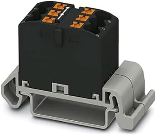 PHOENIX CONTACT PTFIX 6X2,5-NS35A BK Verteilerblock, Block mit waagerechter Ausrichtung, 690 V, 24 A, Anzahl der Anschlüsse 6, Querschnitt 0,14 mm²-4 mm², AWG: 26-12, Breite 16 mm, Schwarz, 10 Stück PHOENIX CONTACT PTFIX 6X2,5-NS35A BK Verteilerblock, Block mit waagerechter Ausrichtung, 690 V, 24 A, Anzahl der Anschlüsse 6, Querschnitt 0,14 mm²-4 mm², AWG: 26-12, Breite 16 mm, Schwarz, 10 Stück von PHOENIX CONTACT