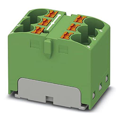 PHOENIX CONTACT PTFIX 6X4 GN Verteilerblock, Intern Gebrückt, 450 V, 32 A, Anzahl der Anschlüsse 6, Querschnitt 0,2 mm²-6 mm², AWG: 24-10, Breite 18,5 mm, Höhe 21,7 mm, Grün, 10 Stück PHOENIX CONTACT PTFIX 6X4 GN Verteilerblock, Intern Gebrückt, 450 V, 32 A, Anzahl der Anschlüsse 6, Querschnitt 0,2 mm²-6 mm², AWG: 24-10, Breite 18,5 mm, Höhe 21,7 mm, Grün, 10 Stück von PHOENIX CONTACT