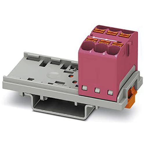 PHOENIX CONTACT PTFIX 6X4-NS35 PK Verteilerblock, Block mit senkrechter Ausrichtung, 800 V, 32 A, Anzahl der Anschlüsse 6, Querschnitt 0,2 mm²-6 mm², AWG: 24-10, Breite 28,6 mm, Pink, 8 Stück von PHOENIX CONTACT