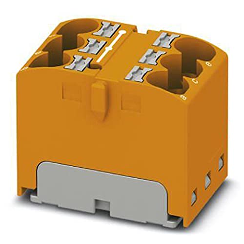 PHOENIX CONTACT PTFIX 6X4 OG Verteilerblock, Intern Gebrückt, 450 V, 32 A, Anzahl der Anschlüsse 6, Querschnitt 0,2 mm²-6 mm², AWG: 24-10, Breite 18,5 mm, Höhe 21,7 mm, Orange, 10 Stück von PHOENIX CONTACT