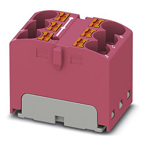 PHOENIX CONTACT PTFIX 6X4 PK Verteilerblock, Intern Gebrückt, 450 V, 32 A, Anzahl der Anschlüsse 6, Querschnitt 0,2 mm²-6 mm², AWG: 24-10, Breite 18,5 mm, Höhe 21,7 mm, Pink, 10 Stück von PHOENIX CONTACT