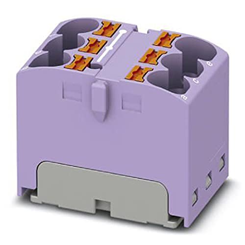 PHOENIX CONTACT PTFIX 6X4 VT Verteilerblock, Intern Gebrückt, 450 V, 32 A, Anzahl der Anschlüsse 6, Querschnitt 0,2 mm²-6 mm², AWG: 24-10, Breite 18,5 mm, Höhe 21,7 mm, Violett, 10 Stück von PHOENIX CONTACT