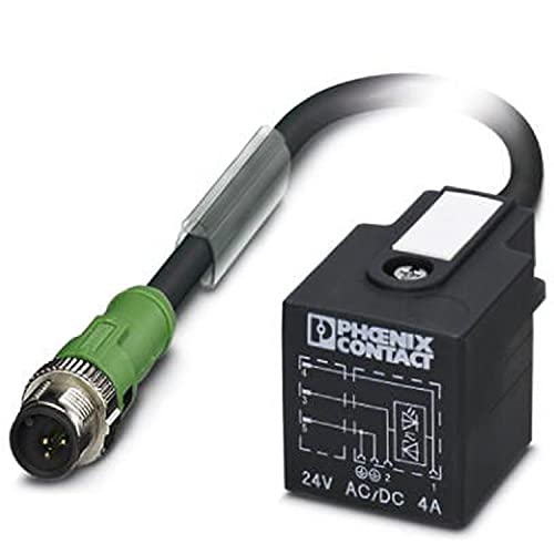 PHOENIX CONTACT SAC-3P-M12MS/2.0-PUR/A-1L-Z Sensor/Aktor Kabel, 3 Polig, 2m Kabellänge, Schwarz/Grau von PHOENIX CONTACT