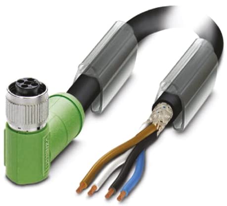 PHOENIX CONTACT SAC-4P-3.0-PUR/M12FRT SH Powerleitung, 3m Kabellänge, T Kodierung, für Wechselstrom bis 12 A/63 V, Schwarz von PHOENIX CONTACT