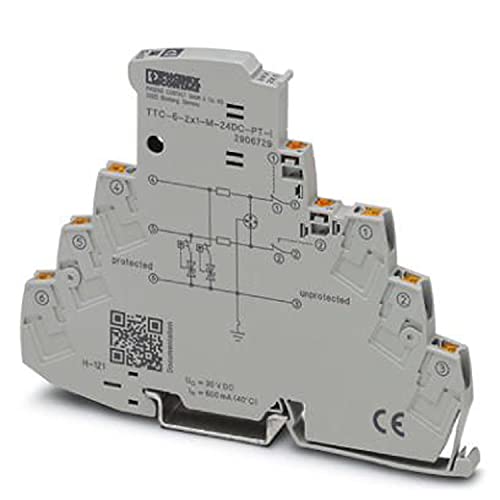 PHOENIX CONTACT TTC-6-2X1-M-24DC-PT-I Überspannungsschutz mit Integrierter Statusanzeige und Trennmesser für zwei Signaladern mit Gemeinsamem Bezugspotenzial, z. B Digital IN/OUT von PHOENIX CONTACT