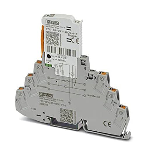 PHOENIX CONTACT TTC-6P-2X1-48DC-PT-I Überspannungsschutz, Bestehend aus Schutzstecker & Basiselement, mit Integrierter Statusanzeige für zwei Signaladern mit Gemeinsamem Bezugspotenzial PHOENIX CONTACT TTC-6P-2X1-48DC-PT-I Überspannungsschutz, Bestehend aus Schutzstecker & Basiselement, mit Integrierter Statusanzeige für zwei Signaladern mit Gemeinsamem Bezugspotenzial von PHOENIX CONTACT