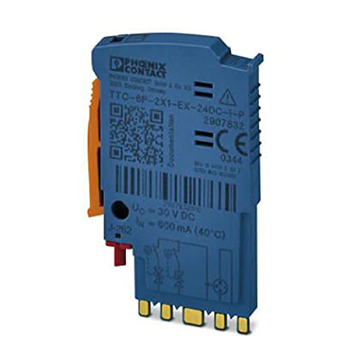 PHOENIX CONTACT TTC-6P-2X1-EX-24DC-I-P Überspannungsschutzstecker mit Integrierter Statusanzeige für einen 2-adrigen Ex i-Signalkreis mit Gemeinsamem Bezugspotenzial, 24 V DC von PHOENIX CONTACT