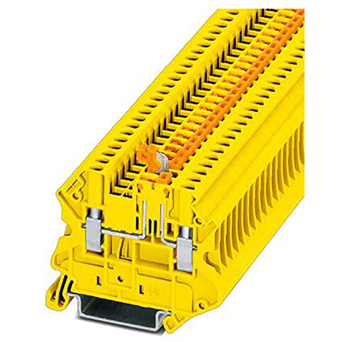 PHOENIX CONTACT UT 2.5-MT YE Messertrennklemme, 57.8 Länge, 5.2mm Breite, 20A Nennstrom, 400V Nennspannung, 0.14 mm²- 4 mm² Querschnitt, 26-12 AWG, Gelb, 50 Stück von PHOENIX CONTACT
