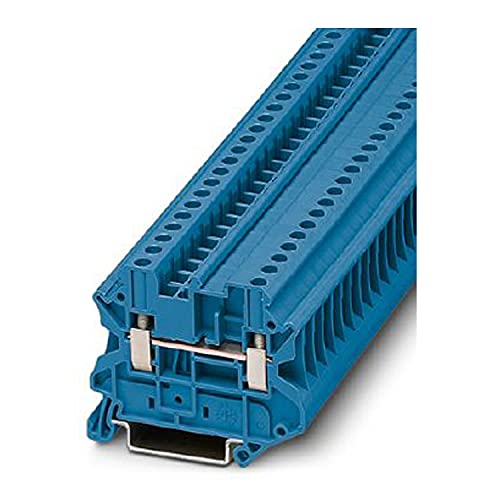 PHOENIX CONTACT UT 4-MTD BU Durchführungsklemmenblock mit Schraubanschluss, 2 Anzahl Anschlüsse, AWG 26 - 10, 4mm² Nennquerschnitt, Blau, 50 Stück von PHOENIX CONTACT