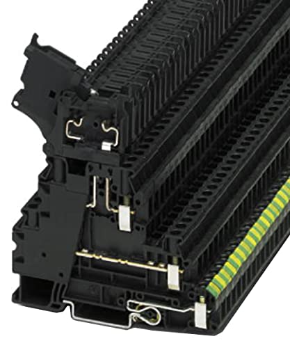 PHOENIX CONTACT UT 4-PE/L/HESILED 60 (5X20) Sicherung Modularer Klemmenblock mit Schraubanschluss, 5 Anzahl der Anschlüsse, AWG 26 - 10, 4mm² Nennquerschnitt, Schwarz, 50 Stück von PHOENIX CONTACT