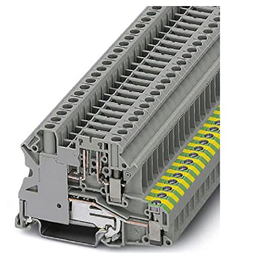 PHOENIX CONTACT UT 4-PE/TG P/P Modularer Erdungsklemmenblock mit Testschrauben, Schraubanschluss, 2 Anzahl der Anschlüsse, AWG 26 - 10, 4mm² Nennquerschnitt, Grau, 50 Stück von PHOENIX CONTACT