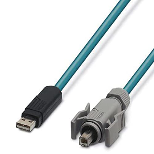PHOENIX CONTACT VS-04-2X2X26C7/7-67B/SDA/2.0 Konfektioniertes USB-Kabel, PUR Außenmantel, 2m Länge, 156.000g, Wasserblau von PHOENIX CONTACT