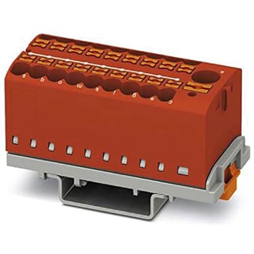 Phoenix Contact PTFIX 6/18X2,5-NS35 RD Verteilerblock, Block mit senkrechter Ausrichtung und integrierter Einspeisung, 690 V, 24 A, Anzahl der Anschlüsse 19, Querschnitt 0,14 mm²-4 mm², Rot, 8 Stück von PHOENIX CONTACT