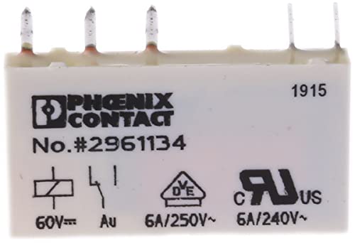 Phoenix Contact REL-MR- 60DC/21AU Elektrisches Relais, 60V dc Spule 1-poliger Wechsler Printrelais 6A von PHOENIX CONTACT