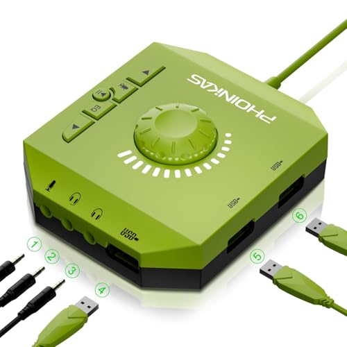 Externe Soundkarte, PHOINIKAS T10 USB Audio Adapter für PC Windows, Mac, Linux, Laptops, Desktops, Stereo Soundkarte mit 3,5mm Schnittstelle & USB Schnittstelle, Plug & Play von PHOINIKAS