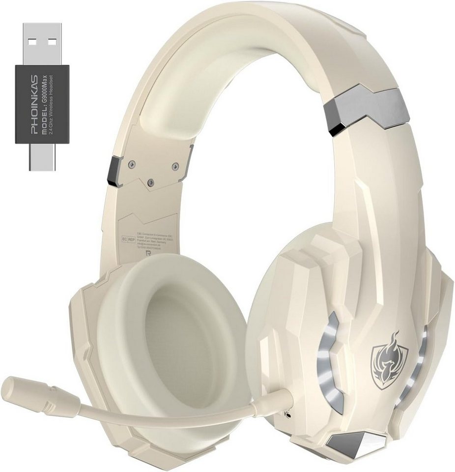 PHOINIKAS Gaming-Headset (Skin-friendly memory foam ear pads, Kabellos, Kabelloses Gaming-Headset für PS4/PS5/Switch/PC/Mobiltelefon/Laptop) von PHOINIKAS