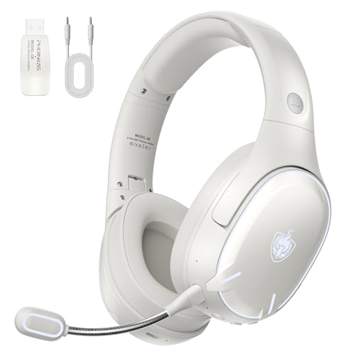 PHOINIKAS Gaming Headset Wireless, Bluetooth Headset mit Dual-Chips, Bluetooth 5.3 für Handy/Laptop, 2.4Ghz Dongle für PC/PS4/PS5/TV/Switch, Noise Cancelling Mikrofon, 30 Stunden Akku, LED Licht PHOINIKAS Gaming Headset Wireless, Bluetooth Headset mit Dual-Chips, Bluetooth 5.3 für Handy/Laptop, 2.4Ghz Dongle für PC/PS4/PS5/TV/Switch, Noise Cancelling Mikrofon, 30 Stunden Akku, LED Licht von PHOINIKAS