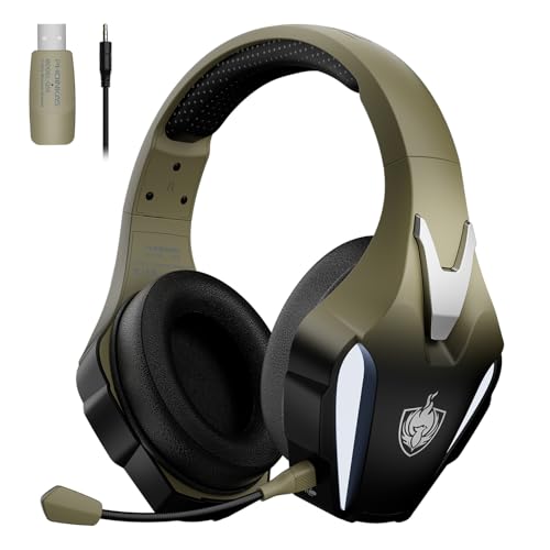 PHOINIKAS Gaming-Headset Wireless für PS4/PS5/PC mit 7.1-Stereo, Abnehmbares Mikrofon mit Geräuschunterdrückung, 40 Stunden, LED-Leuchten von PHOINIKAS