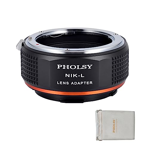 PHOLSY Objektivadapter Kompatibel mit Nikon F auf L Mount für Nikkor AI/F/AIS/AF/AF-S Objektiv und L Mount Kameras Kompatibel mit Leica SL2, SL2-S, CL, TL2, Lumix S5, S1, BS1H, Sigma FP, FP L von PHOLSY