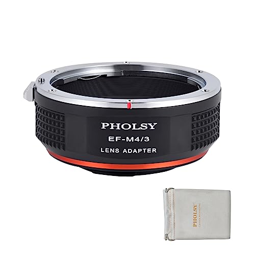 PHOLSY Objektivadapter Manueller Fokus EF auf MFT Kompatibel mit Canon EF EF-S Objektiv auf M4/3 Micro 4/3 Micro Four Thirds MFT Kameragehäuse Kompatibel mit Olympus Panasonic Lumix Kameras EF-M4/3 von PHOLSY