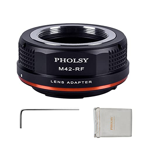 PHOLSY Objektivadapter Manueller Fokus Kompatibel mit M42 42mm Schraubmontage Mount Objektiv auf Canon EOS RF Mount Kameragehäuse, M42 auf RF von PHOLSY