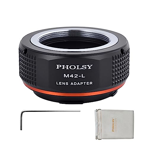 PHOLSY Objektivadapter für M42 42mm Schraubmontage-Objektiv und L Mount Kameragehäuse Konverter Kompatibel mit Leica SL2, SL2-S, CL, TL2, Lumix S5, S1, BS1H, Sigma FP, FP L, 42mm auf L Mount von PHOLSY