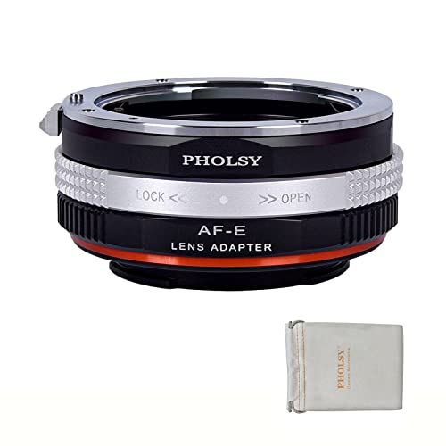 PHOLSY Objektivadapter mit Blendenring Kompatibel mit Sony A/Minolta AF Mount Objektiv auf Sony E Kameragehäuse a7 a6000 a6300 a6500 a5000 a5100 a9 ii, a7S iii ii, a7R v iv iii ii, a7C, NEX 7/6 PHOLSY Objektivadapter mit Blendenring Kompatibel mit Sony A/Minolta AF Mount Objektiv auf Sony E Kameragehäuse a7 a6000 a6300 a6500 a5000 a5100 a9 ii, a7S iii ii, a7R v iv iii ii, a7C, NEX 7/6 von PHOLSY