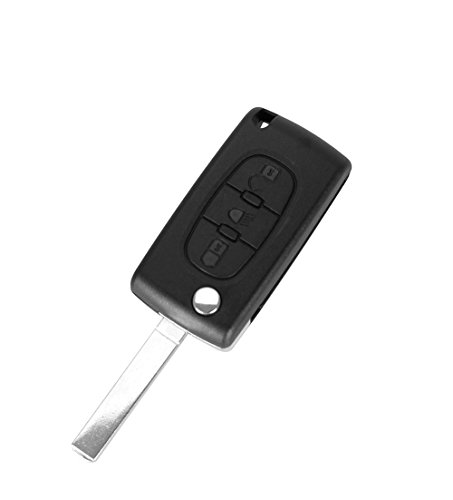 PHONILLICO Autoschlüssel Ersatz Fernbedienung Schlüssel Für Cle Citroen C4 Peugeot 3008 5008 Schlüsselanhänger Flip mit 3 Tasten Autoscheinwerfer Klinge ohne Nut Modell mit Batteriezelle von PHONILLICO