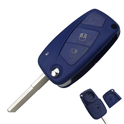 PHONILLICO Autoschlüssel Ersatz Fernbedienung Schlüssel Für Cle FIAT Bravo Ducato Brava Punto Stilo Schlüsselanhänger Flip mit 2 Tasten Blau Klinge Modell ohne Batteriezelle von PHONILLICO