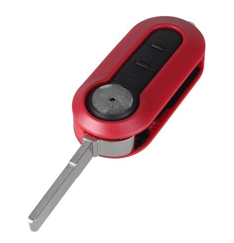 PHONILLICO Autoschlüssel Ersatz Fernbedienung Schlüssel Für Cle Rotes FIAT 500 Abarth Bravo Ducato Evo Punto Schlüsselanhänger Flip mit 3 Tasten Klinge Rotes Modell von PHONILLICO