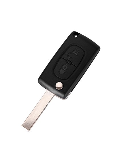 PHONILLICO Autoschlüssel Ersatz Fernbedienung Schlüssel Für Peugeot 207 307 3008 5008 Schlüsselanhänger Flip mit 2 Tasten Klinge ohne Nut Modell ohne Batteriezelle von PHONILLICO