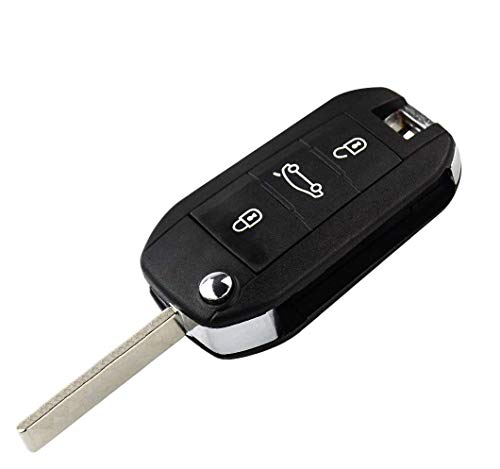 PHONILLICO Schlüsselgehäuse für Peugeot 208 308 508 2008 3008 5008 Citroen C4 Cactus C5 C-Elysee – Funkschlüsselgehäuse mit 3 Tasten von PHONILLICO