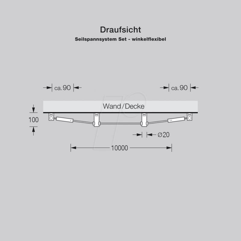 PHOS SPW20100-1 - Winkelflexibles Seilspannsystem, Ø20 mm, 10 m, 92 mm von PHOS