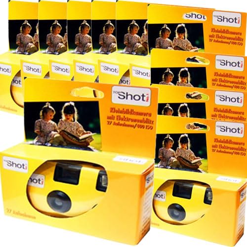 10x Photo PORST Einwegkamera Edition Topshot in gelb, Hochzeitskamera/Partykamera (je 27 Aufnahmen, 10er Pack) von PHOTO PORST