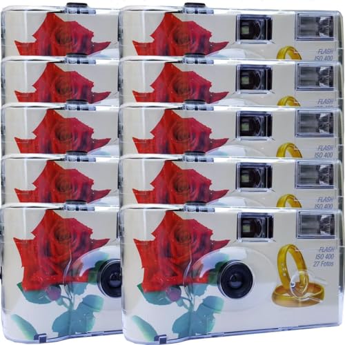 10x PHOTO PORST Einwegkamera Partykamera Hochzeitskamera Edition rote Rose+Ringe je 27 Aufnahmen (10er Pack) von PHOTO PORST