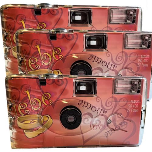 3X 1A Photo PORST Einwegkamera Edition Amore & Liebe mit Herzen, mit Blitz, Batterien und Film (3er Pack, je 27 Aufnahmen) von PHOTO PORST