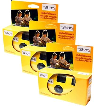 3X 1A PHOTO PORST Einwegkamera Edition Topshot in gelb/Hochzeitskamera/Partykamera (je 27 Aufnahmen, 3er Pack) von PHOTO PORST