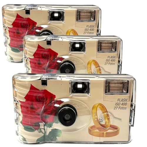 3X 1A Photo PORST Einwegkamera Hochzeit Rosen + Ringe je 27 Aufnahmen (3er Pack) von PHOTO PORST